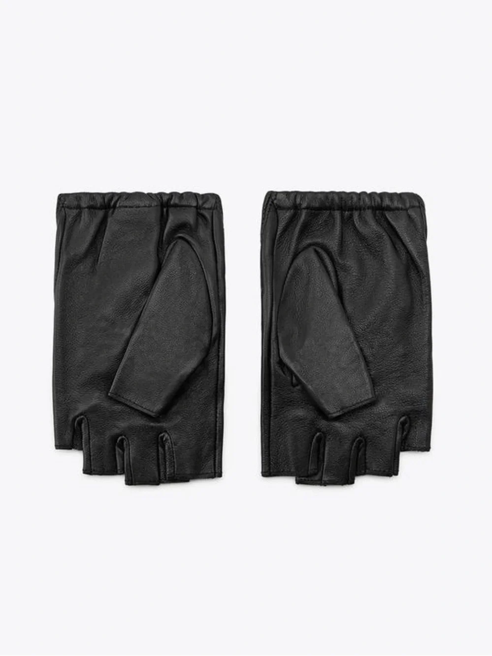 NWT. Zara Black 100% Leather Jeweled Short Fingerless-Style Gloves.
